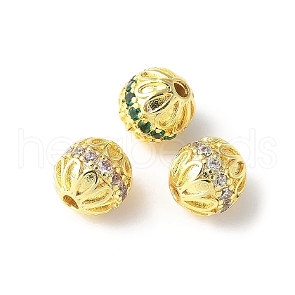Brass Micro Pave Cubic Zirconia Beads KK-U067-05G-1