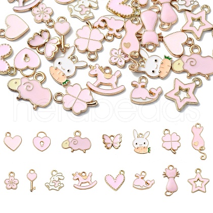 30Pcs 15 Styles Alloy Enamel Pendants ENAM-YW0004-25-1