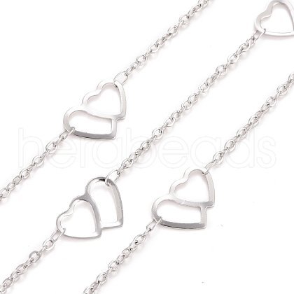 Tarnish Resistant 304 Stainless Steel Heart Link Cable Chains CHS-E006-05P-1