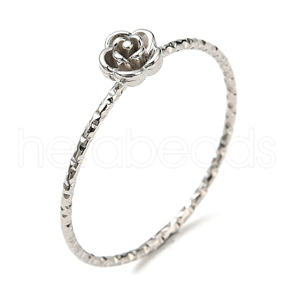 Non-Tarnish 304 Stainless Steel Rose Flower Finger Ring X-RJEW-P090-01P-1
