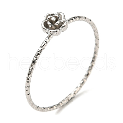 304 Stainless Steel Rose Flower Finger Ring X-RJEW-P090-01P-1