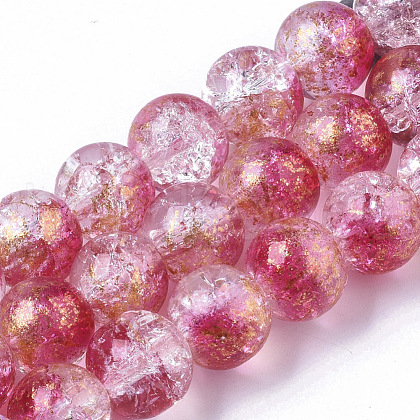 Transparent Spray Painted Crackle Glass Bead Strands GLAA-N035-03D-A04-1