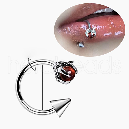 Claw Cone 304 Stainless Steel Cubic Zirconia Hoop Lip Rings FS-WG1AB27-02-1