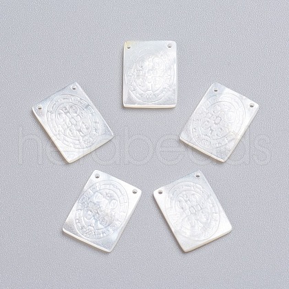 Natural White Shell Mother of Pearl Shell Pendants SSHEL-I024-10-1