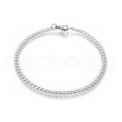 304 Stainless Steel Curb Chain Bracelets BJEW-E369-01P-1