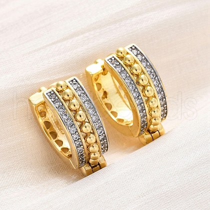 Brass Micro Pave Clear Cubic Zirconia Hoop Earrings EJEW-H158-17B-GP-1
