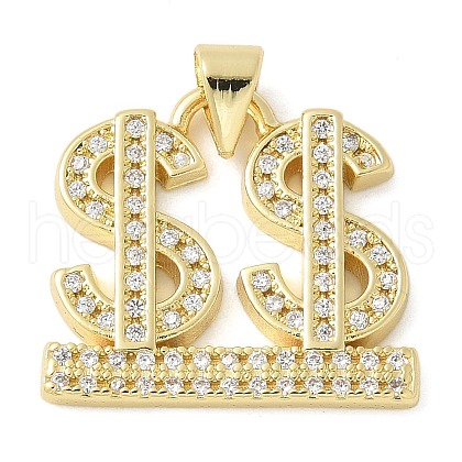 Brass Micro Pave Cubic Zirconia Pendants KK-K298-41G-1