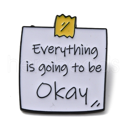 Word Everything is Going to be Okay Alloy Enamel Brooch Pins JEWB-R021-06B-1