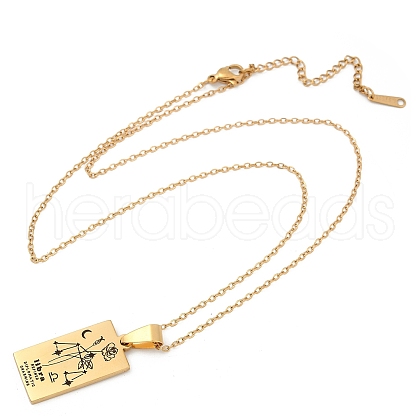 12 Constellation Stainless Steel Tarot Card Engraved Pendant Cable Chain Necklaces PW-WG94DCE-07-1