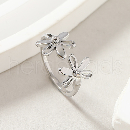 304 Stainless Steel Open Cuff Rings for Women FS-WG642B9-02-1