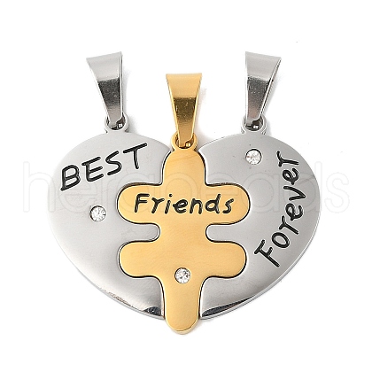 304 Stainless Steel Rhinestone Pendant STAS-U040-12GP-1