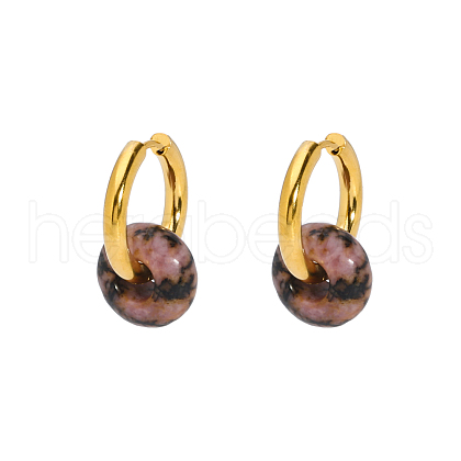 French Vintage Natural Rose Stone Hoop Earrings AC0177-2-1