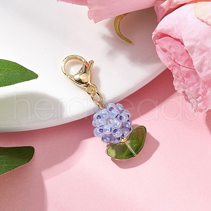 Flower Glass Seed Beads Beaded Pendant Decorations HJEW-MZ00195-02-1