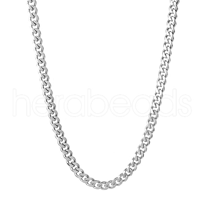 201 Stainless Steel Curb Chain Necklaces for Men NJEW-Q336-08F-P-1