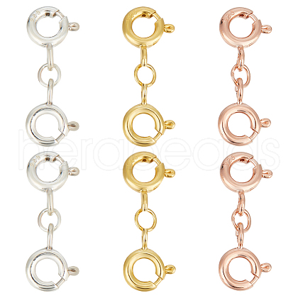 GOMAKERER 6Pcs 3 Colors 925 Sterling Silver Spring Ring Clasps STER-GO0001-15-1