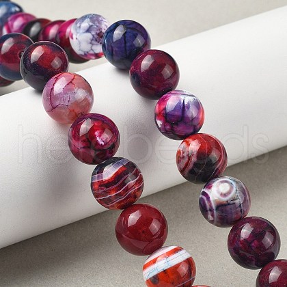 Natural Multi-Color Agate Beads Strands G-A261-B10-14mm-1