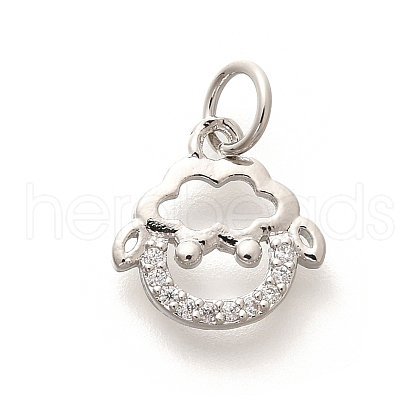 Rack Plating Brass Micro Pave Cubic Zirconia Pendants KK-H508-28P-06-1