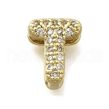 Brass Micro Pave Cubic Zirconia Letter Multi-Strand Links KK-D295-32G-20-1