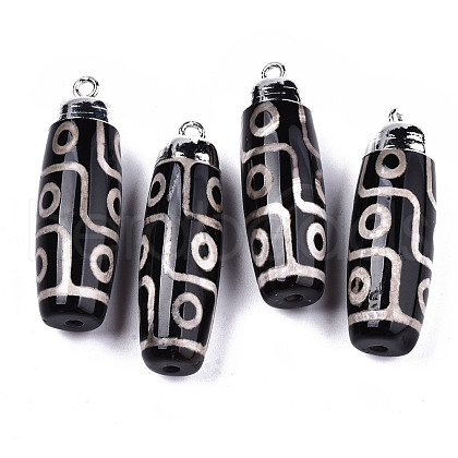 Tibetan Style 9-EyedZi Pendants G-T131-92A-1