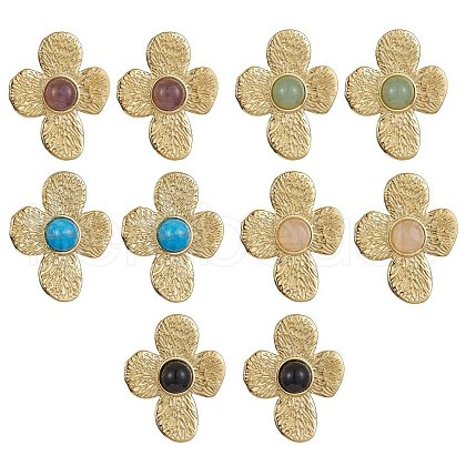 Natural Mixed Gemstone Flower Stud Earrings EJEW-JE05319-01-1