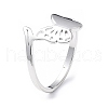 Non-Tarnish 304 Stainless Steel Hollow Out Butterfly Adjustable Ring for Women RJEW-I097-03P-1