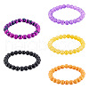 5 Colors Halloween Glass Beads Beaded Stretch Bracelet Sets BJEW-TAC0026-3