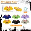 BENECREAT 12Pcs 6 Colors Bat Halloween Theme Silicone Focal Beads with 50Pcs Plastic Knitting Stitch Marker Rings SIL-BC0001-11-2
