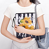 Sunflower Print Polyester Book Storage Zipper Bags ABAG-WH0046-31-3