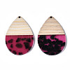 Transparent Resin & Walnut Wood Pendants RESI-T035-29B-2