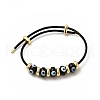 Lampwork Evil Eye & Brass Beaded Bangle BJEW-L679-04G-05-1