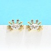 Brass Micro Pave Clear Cubic Zirconia Stud Earrings EJEW-H157-03G-02-1