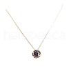 Brass Pave Royal Blue Cubic Zirconia Flat Round with Constellation Pendant Necklaces WGDD0B3-01-2