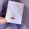 Alloy Crystal Rhinestone Fruit Cherry Pendant Necklaces for Women WGE6163-12-1