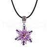 Glass Seed Beads & Polymer Clay & Evil Eye Lampwork Snowflake Pendant Necklaces NJEW-MZ00102-05-2