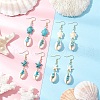 5 Pairs 304 Stainless Steel Shell Dangle Earrings EJEW-JE06441-1