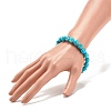 2Pcs 2 Style Synthetic Turquoise(Dyed) Skull Stretch Bracelets Set BJEW-JB08068-3