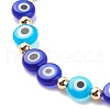 Lampwork Evil Eye & Brass Stretch Bracelet for Women BJEW-JB08386-02-4