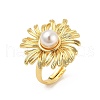 Sunflower Brass Finger Rings for Women RJEW-S622-02G-4