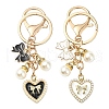 Heart & Bowknot Alloy Enamel Pendant Keychain KEYC-YW00133-01-2