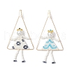 2Pcs Handmade Glass Seed Beaded Girl Play on Swing Big Pendants PALLOY-MZ00695-1