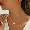 Stainless Steel Rhinestones Heart Necklace and Earrings Set for Women's Daily Wear FX3997-5