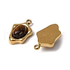 304 Stainless Steel Pave Natural Tiger Eye Irregular Oval Charms STAS-L022-525G-02-2