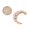 Glass Seed Beads & Resin & Alloy Flower Crescent Moon Connector Charms PALLOY-MZ00603-01-2