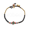 Alloy Rondelle & Dyed Synthetic Turquoise Heishi Braided Beaded Adjustable Anklets for Women FS-WG1CCC6-01-1