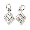 Rack Plating Brass Micro Pave Clear Cubic Zirconia Pendants KK-B093-08P-1
