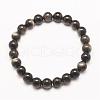 Grade AA Natural Golden Sheen Obsidian Beaded Stretch Bracelets BJEW-G543-8mm-1