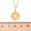 Flat Round with Heart 304 Stainless Steel Pendant Necklaces NJEW-H059-15G-5
