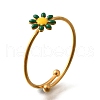 Daisy 304 Stainless Steel Enamel Open Cuff Rings for Women RJEW-M061-01G-04-2