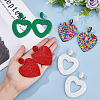 FIBLOOM 4 Pairs 4 Style Heart Glass Seed Beaded Dangle Stud Earrings EJEW-FI0002-29-3