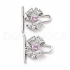 Brass Pave Pearl Pink Cubic Zirconia Toggle Clasps KK-E068-VC190-2